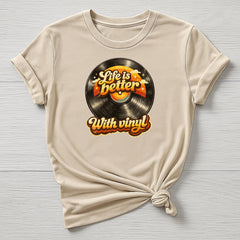 Music T-Shirt : Life is Better With Vinyl Design, Gildan Softstyle
