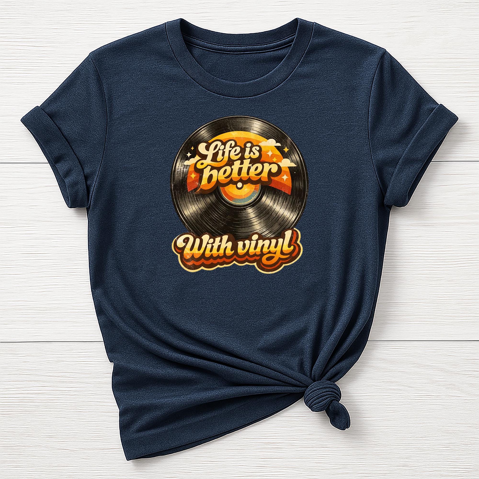 Music T-Shirt : Life is Better With Vinyl Design, Gildan Softstyle