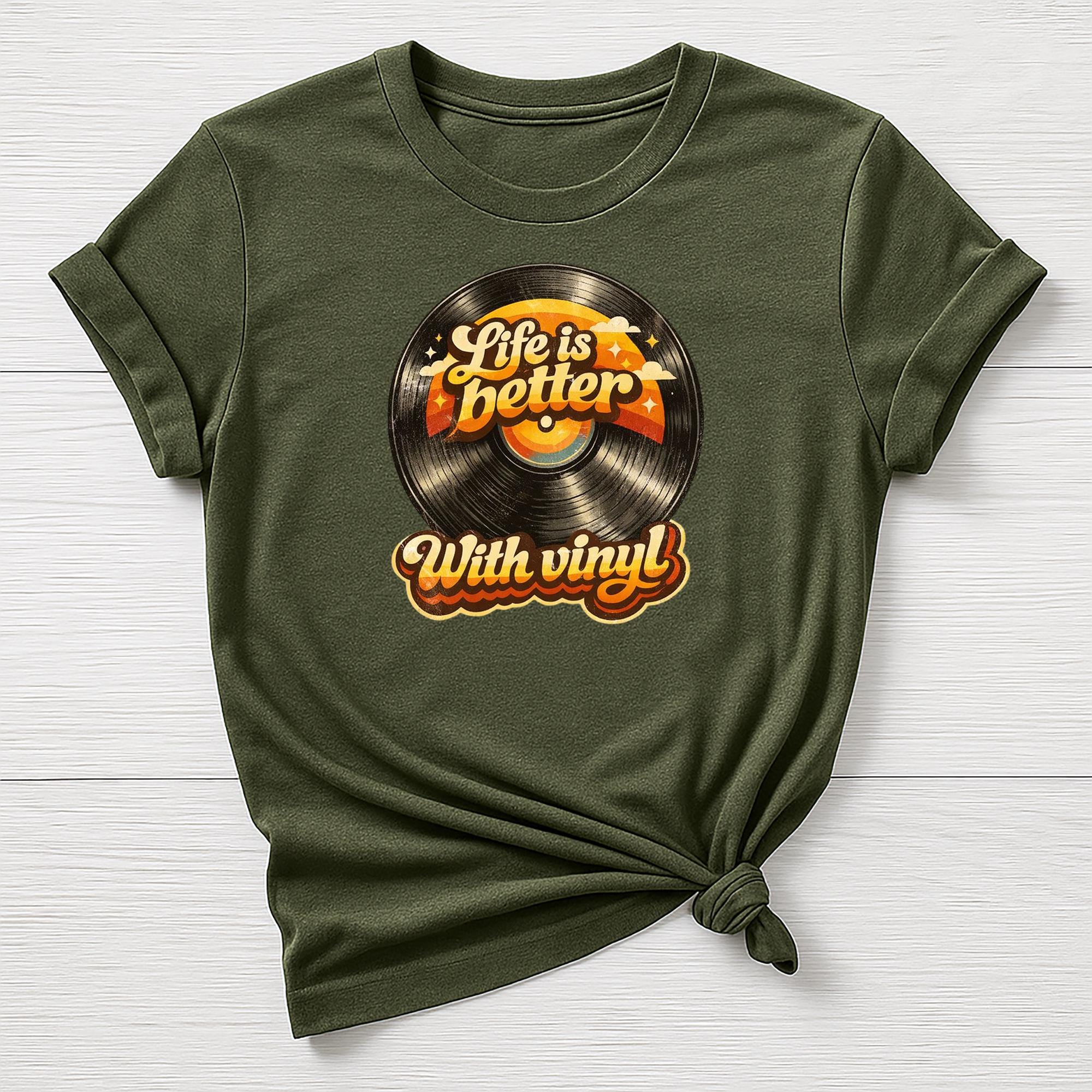 Music T-Shirt : Life is Better With Vinyl Design, Gildan Softstyle